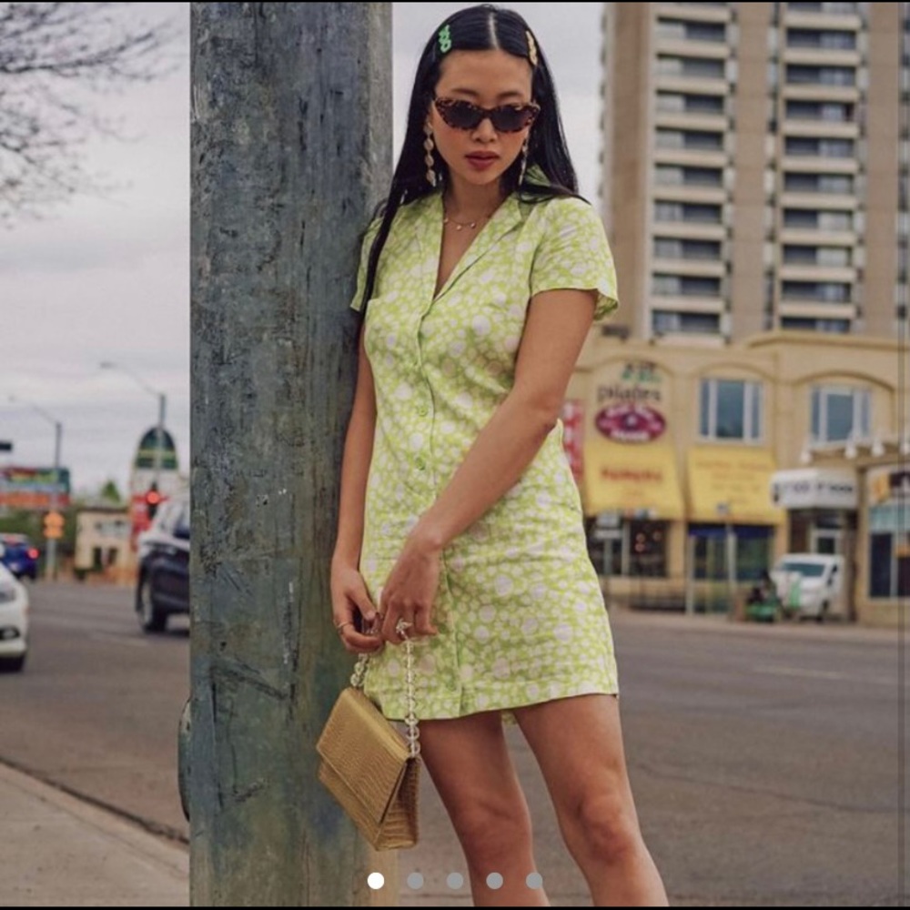 Urban Outfitters | Lime Green Floral Mini Dress